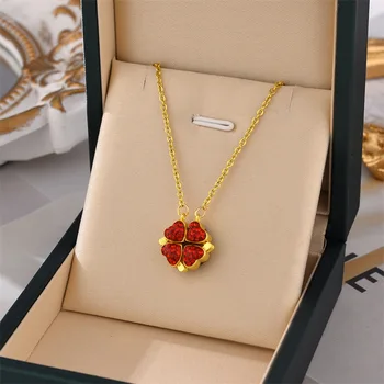 Модные женские обратимые ожерелья Lucky Heart, великолепные красные, черные обратимые украшения, подарок на годовщину Дня рождения, День Святого Валентина