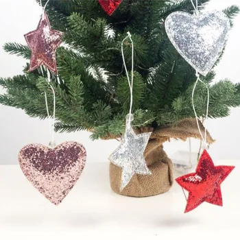 3 шт./лот Блестящие Звезды подвески с любовью Рождественская елка Новогодние украшения для дома своими руками 9X9 см