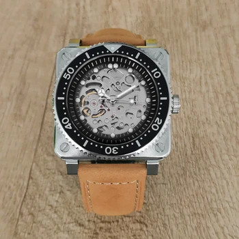 Модные мужские часы 10ATM Водонепроницаемые автоматические часы Tourbillion для мужчин BR Классический квадратный дизайн наручных часов Механизм NH70
