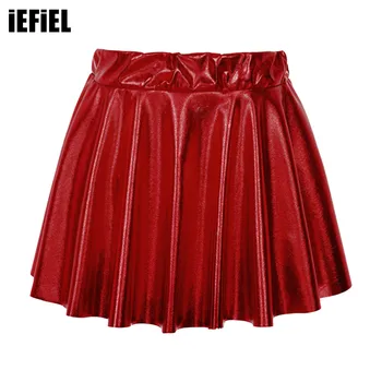 Летняя юбка для девочек из блестящей бронзирующей ткани с эластичным поясом, танцевальная одежда для выступлений