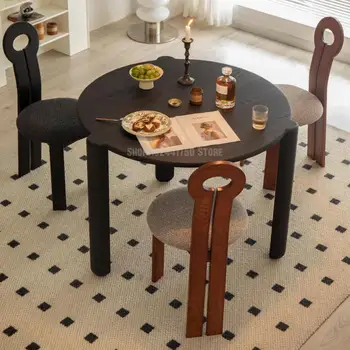 Обеденный стол из массива дерева в тихом стиле, Винтажный круглый стол, Домашняя Небольшая квартира, Обеденный стол и стул для переговоров