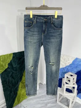 J04281 Модные мужские джинсы 2023 для подиума, роскошный известный бренд, европейский дизайн, мужская одежда в стиле вечеринок