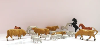 1/87 Модель поезда в масштабе Ho Животные, крупный рогатый скот, лошади и овцы Диорама Миниатюры Фигурки из песка Стол Сцена Микро все для макета