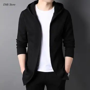 Мужские однотонные пальто с капюшоном, мужская одежда высокого класса, Новый бренд, Дизайнерская повседневная мода, воротник-стойка, Куртки на молнии в корейском стиле