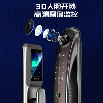 Умный 3D лицевой дверной замок, монитор безопасности для лица и камеры, интеллектуальный пароль по отпечатку пальца, биометрический электронный ключ для разблокировки
