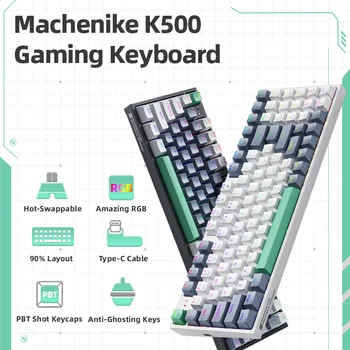 Механическая клавиатура Machenike K500 Игровая клавиатура Проводная клавиатура с возможностью горячей замены 94 клавиши RGB Подсветка Mac Windows