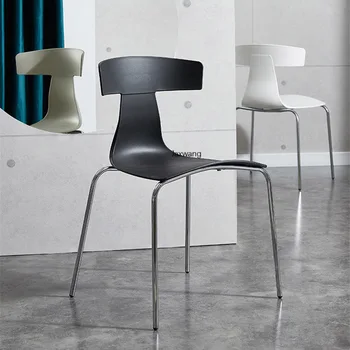 Скандинавские обеденные стулья для кухни Простой материал спинки стула Домашний обеденный стул Креативный Кованый стул для отдыха на открытом воздухе