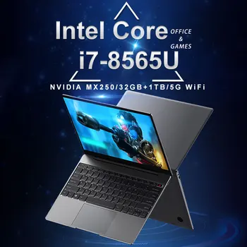 Игровой Ультрабук Ноутбук 14,1 ”Intel Core i7-8565U NVIDIA MX250 32 ГБ ОЗУ Разблокировка отпечатков пальцев ноутбука 5G WiFi 2 * USB2.0 DDR4 BT4.0