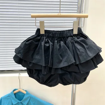 deer jonmi 2022, Летние многослойные шорты для маленьких девочек в Корейском стиле, черные шорты-фонарики для малышей, Детская одежда