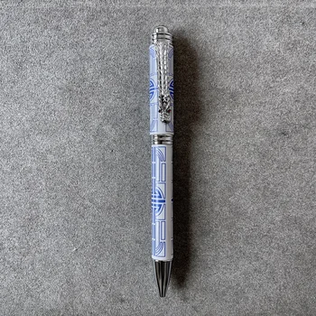 Роскошный бело-голубой фарфор Mb Monte, ручка-роллер с чернилами Emperor's Dragon blance, школьные канцелярские принадлежности