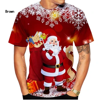Новые модные Рождественские футболки, мужские и женские футболки с коротким рукавом, повседневные футболки с 3D-принтом Санта-Клауса с героями мультфильмов