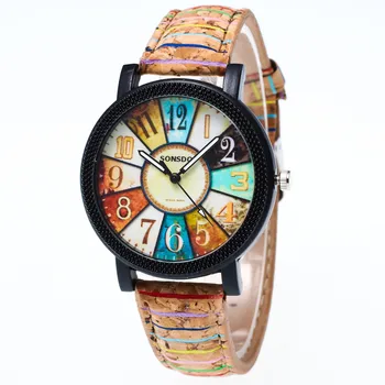 Женские часы, винтажные кварцевые наручные часы Harajuku, дамская мода, кожаный ремешок, повседневные часы без застежки, наручные часы Relogio Feminino