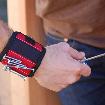 Прочный магнитный браслет, переносная сумка для инструментов для хранения шурупов, гвоздей, сверл, инструментального ремня на запястье, магнитного браслета