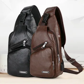 Новейшая модная мужская кожаная сумка-слинг На груди, сумка через плечо, Байкерская сумка, Мужские портфели, Горячие продажи 2021