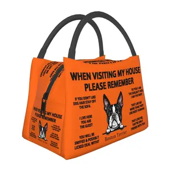 Изготовленные на заказ сумки для ланча с милой собакой Бостон Терьер Мужские женские ланчбоксы с теплой изоляцией для работы, пикника или путешествий