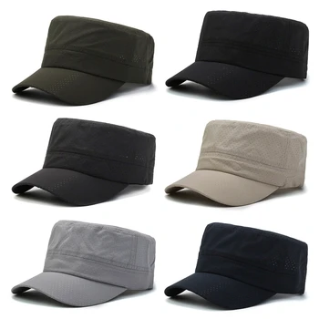Летние быстросохнущие шляпы с плоским верхом из дышащей сетки для мужчин и женщин, регулируемая военная кепка Fisher, Уникальная кадетская армейская кепка Bone Garros