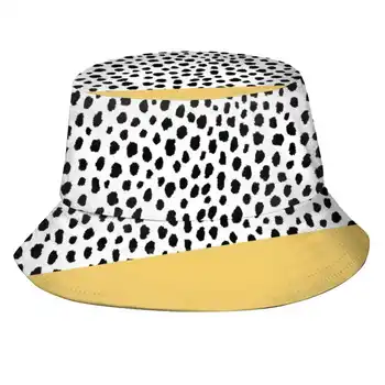 Далматинские пятна в желтую полоску, летняя кепка Унисекс, Солнцезащитная шляпа С пятнами, Собака желтого цвета, современный милый узор в горошек, белый
