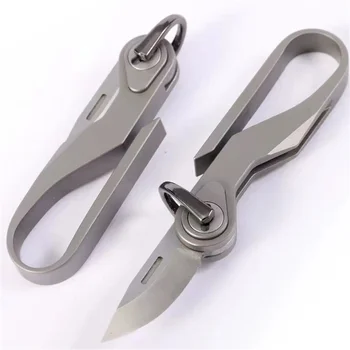 Титановый карабин для ключей с лезвием M390 Складной карманный нож EDC Многофункциональный нож для ключей с титановой пряжкой