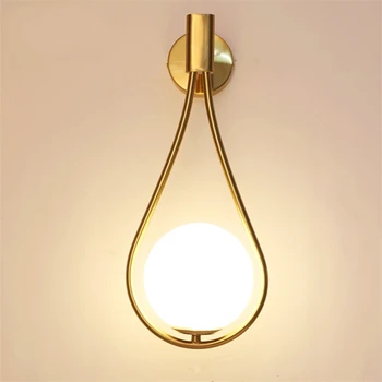 Скандинавский золотой настенный светильник с белым стеклянным абажуром, светодиодные светильники, прикроватная лампа, настенное бра в проходе ресторана, светильники для внутреннего освещения ванной комнаты