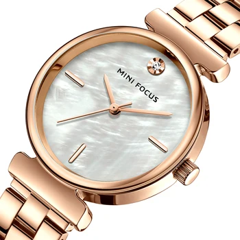 Женские часы MINI FOCUS с водонепроницаемым ремешком из розового золота и нержавеющей стали, роскошные модные повседневные кварцевые женские наручные часы