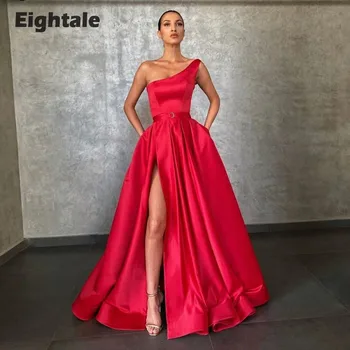 Элегантные вечерние платья Eightale, атласные вечерние платья для выпускного вечера, длинное бальное платье на одно плечо, женские платья для особых случаев