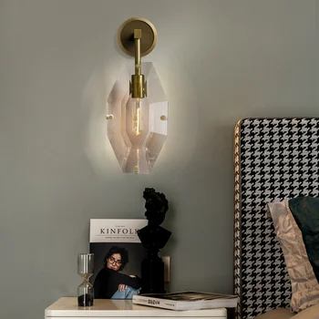 Полностью медный роскошный хрустальный настенный светильник, креативный постмодернистский скандинавский минимализм, гостиная, диван, фоновая стена, прикроватная лампа для спальни