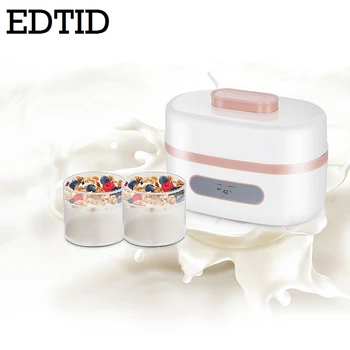 Электрическая йогуртница EDTID, автоматическая машина для приготовления йогурта с 2 чашками, стальной контейнер Leben, машина для приготовления рисового вина Natto, четыре стакана для йогурта