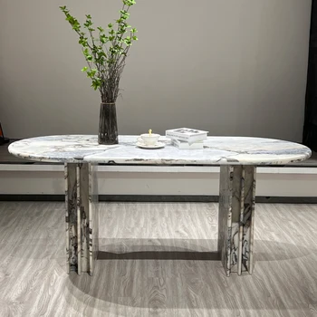 Американская классическая Мебель для гостиной, Обеденные столы для кухни для отдыха, Обеденный стол Прямоугольник из натурального мрамора на заказ