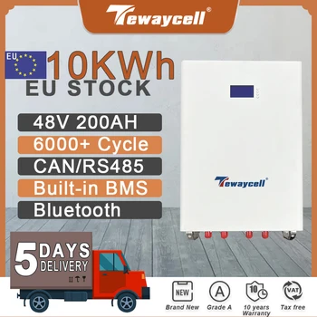 В наличии в ЕС 10KWh Powerwall 48V 200Ah LiFePO4 Аккумуляторная батарея Литий-железо-фосфатная встроенная BMS 200A CAN RS485 Bluetooth Без налога