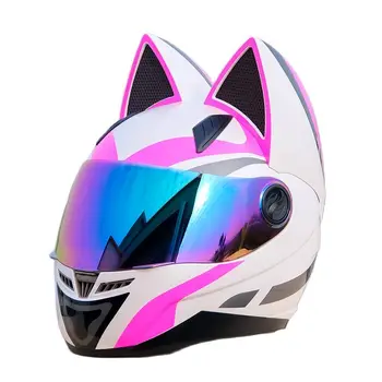 Мотоциклетный шлем NITRINOS Мужской Женский Индивидуальный шлем Белый Розовый Полнолицевые гоночные шлемы M/L/XL/XXL вместимости