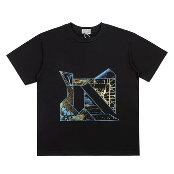 23japanese Style Cav Empt Черная футболка Мужская женская 1:1 с абстрактным геометрическим принтом Оверсайз CAVEMPT C.E Уличная футболка с коротким рукавом