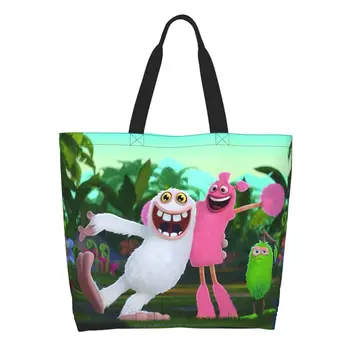 Сумка для покупок My Singing Monsters с милым принтом, многоразовая холщовая сумка для покупок из мультфильма Аниме