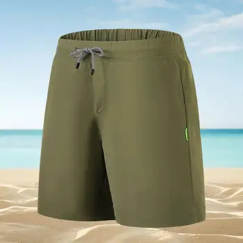 Летние Стильные мужские пляжные шорты 2023 года Без ограничений, с карманами на эластичном поясе, однотонные мужские пляжные шорты, мужские шорты для тренировок