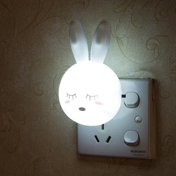 Мультяшный Кролик, светодиодный ночник, выключатель AC110-220V, настенный ночник с вилкой США, Подарки для детей, Прикроватная лампа для спальни