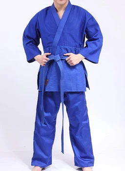 УНИСЕКС, костюмы для дзюдо международного стандарта, утепленная тренировочная форма, одежда для боевых искусств, синие дзюдоги высшего качества.