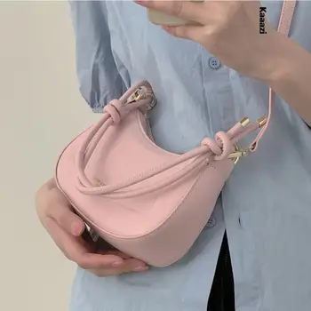 Роскошная дизайнерская модная Женская кожаная сумка подмышками 2023 Новая повседневная простая сумка через плечо Однотонная универсальная сумка