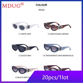 20шт Солнцезащитные очки для женщин в овальной оправе с металлическими шарнирами Солнцезащитные очки Y2k Модные оттенки для очков Оптом Лоты M10823