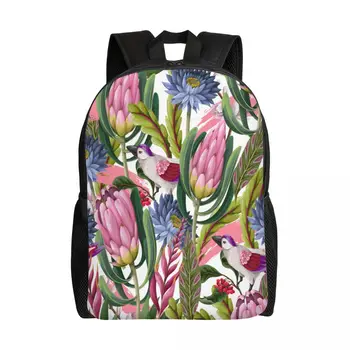 Рюкзак Protea с тропическими цветами и птицами, 15-дюймовый рюкзак для ноутбука, Повседневный школьный рюкзак, рюкзак для путешествий