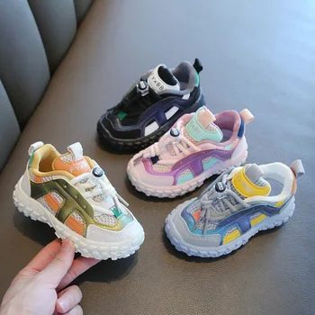 Новая детская обувь для мальчиков и девочек, детские повседневные кроссовки с дышащей сеткой, нескользящая детская спортивная обувь Tenis Shoe Child F07213