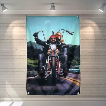 Плакаты и принты мотоциклиста, висящая на стене картина, винтажные моторы, гобелен, баннер, флаг, паб, бар, декор стен гаража, фреска
