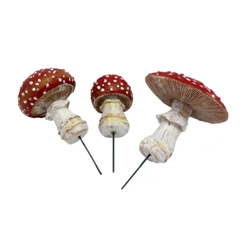 3шт Искусственная Мини-модель гриба, Светящиеся Садовые колья, Украшение знака двора