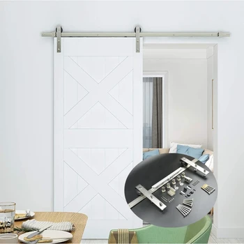 DIYHD 5,5-футовая матовая фурнитура для раздвижных дверей сарая с двусторонним механизмом, комплект для мягкого закрывания