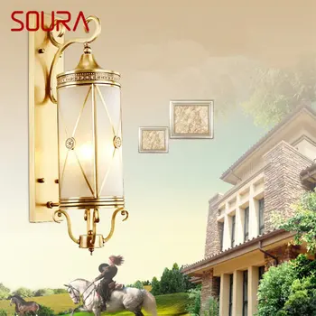 SOURA Nordic Наружный латунный настенный светильник LED Медное бра Креативный дизайн Декора для дома Внутреннего двора коридора Прохода