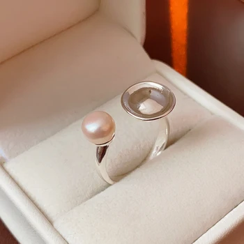 2023 Новое Модное Корейское открытое кольцо с изысканным жемчугом овального серебристого цвета для женщин и девочек, элегантные вечерние украшения Siimple