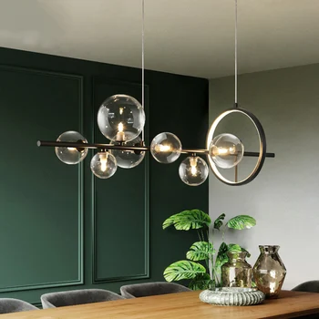 Люстры для столовой в скандинавском стиле, минималистичный светильник для гостиной, креативный стеклянный бар, кафе, длинный