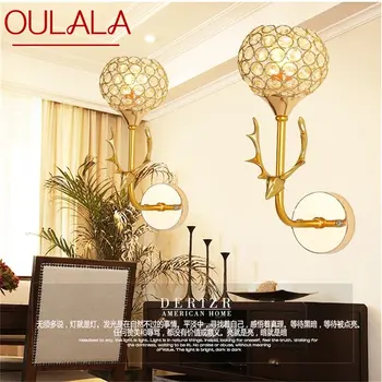 Настенные светильники OULALA Современные креативные светодиодные золотые бра Хрустальные светильники в помещении для домашней спальни