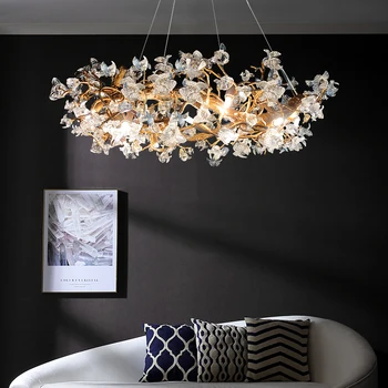 Потолочные люстры Kapok Flower LED, современный подвесной светильник из стекла и хрусталя, гостиная, спальня, подвесной светильник, светильники для декора, Люстры
