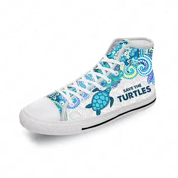 Высокие кроссовки Save The Turtles, мужская Женская повседневная обувь для подростков, парусиновые кроссовки для бега с 3D-принтом, дышащая легкая обувь