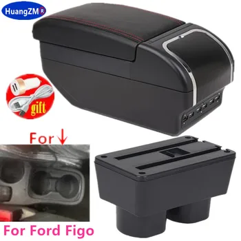 Коробка для подлокотника Ford Figo Для деталей интерьера Ford Figo Коробка для подлокотника автомобиля Коробка для хранения модифицированных деталей со светодиодом USB