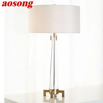 Современная хрустальная настольная лампа AOSONG LED Nordic White Креативный Прикроватный светильник для дома, гостиной, спальни, отеля